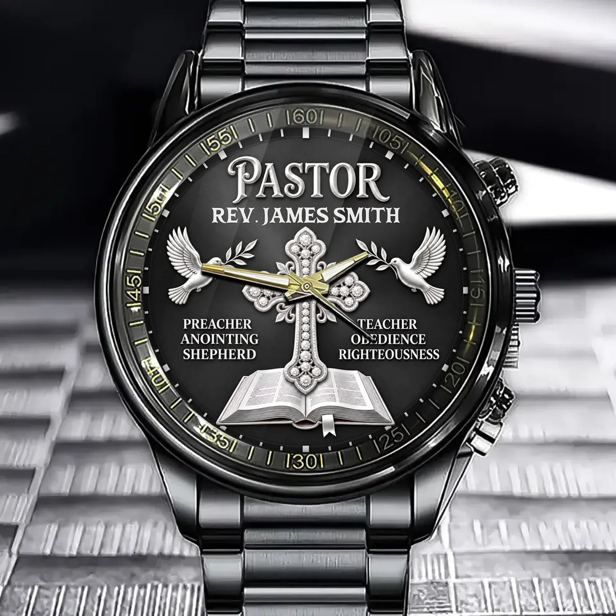 Custom Pastor Watch - Personalized Name Gift For Men - Shepherd Of Faith